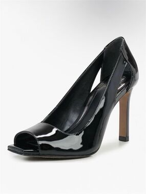 Vince Camuto Black Patent Leather Peep-Toe Heels New Size 8.5
